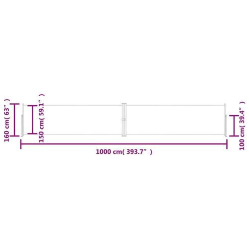 Sammenrullelig sidemarkise 160x1000 cm cremefarvet