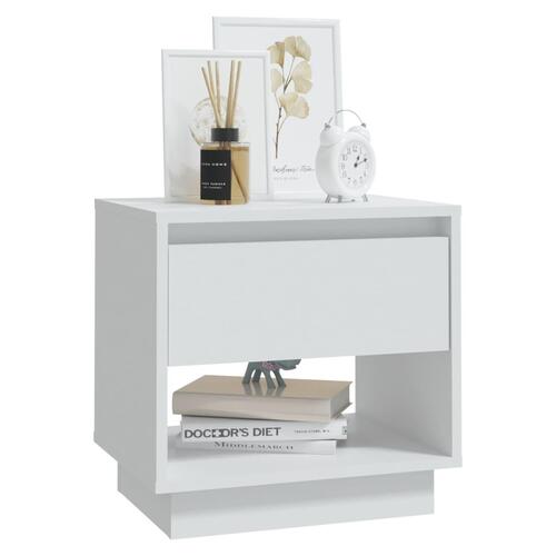 Sengeborde 2 stk. 45x34x44 cm konstrueret træ hvid