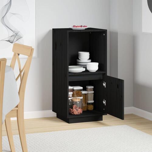 Skænk 38x35x80 cm massivt fyrretræ sort
