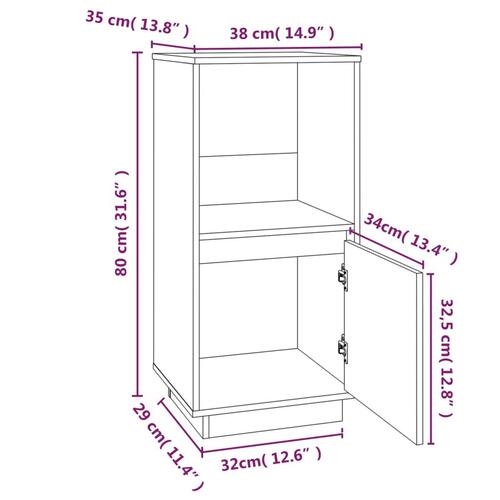 Skænk 38x35x80 cm massivt fyrretræ sort