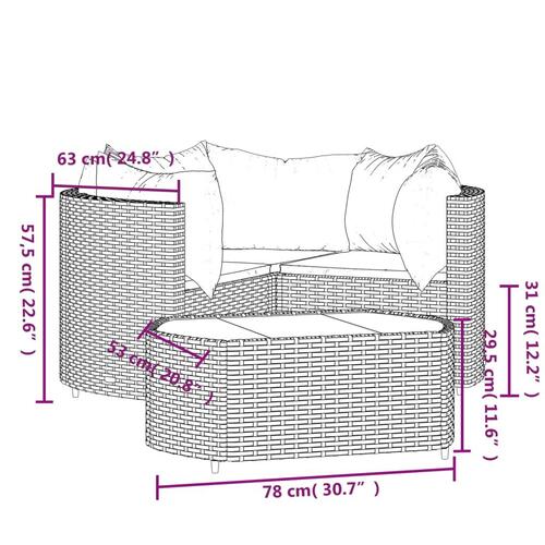 Loungesæt til haven 4 dele med hynder polyrattan grå