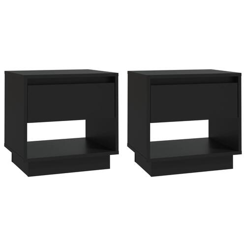 Sengeborde 2 stk. 45x34x44 cm konstrueret træ sort