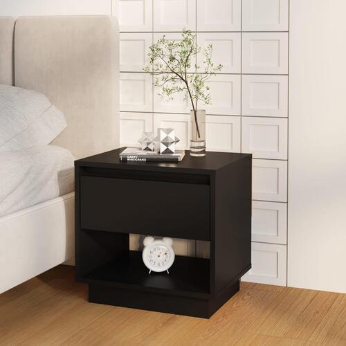 Sengeborde 2 stk. 45x34x44 cm konstrueret træ sort