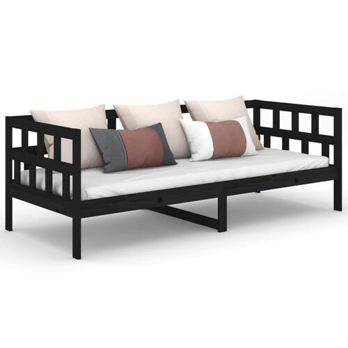 Daybed 80x200 cm massivt fyrretræ sort