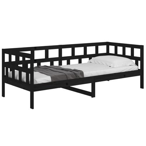 Daybed 80x200 cm massivt fyrretræ sort