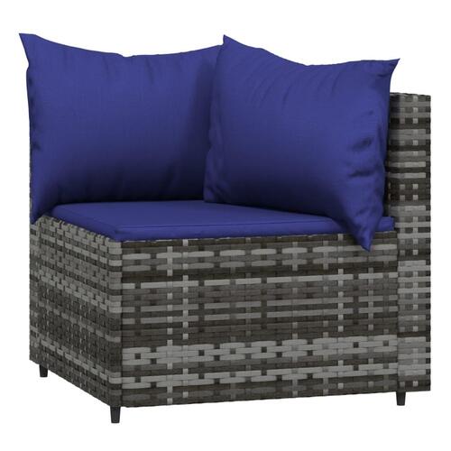 Hjørnemoduler til havesofa 2 stk. med hynder polyrattan grå