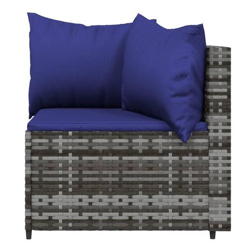 Hjørnemoduler til havesofa 2 stk. med hynder polyrattan grå