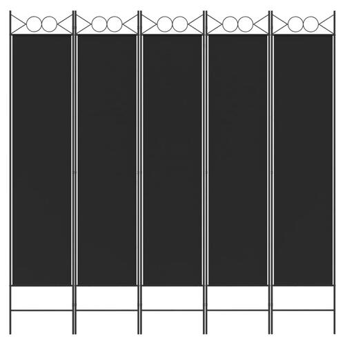 5-panels rumdeler 200x200 cm stof sort
