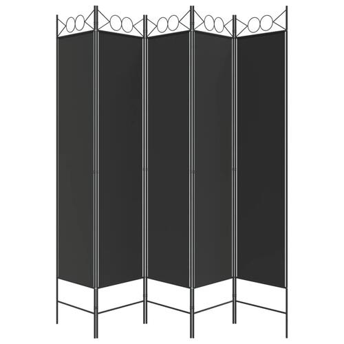 5-panels rumdeler 200x200 cm stof sort