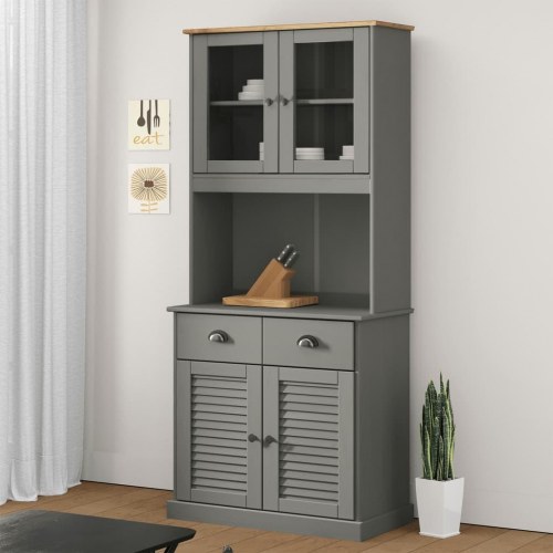 Skænk VIGO 78x40x175 cm massivt fyrretræ grå