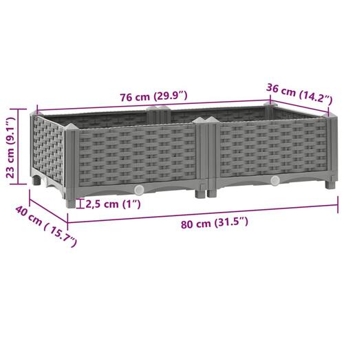 Højbed 80x40x23 cm polypropylen