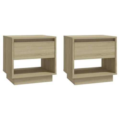 Sengeborde 2 stk. 45x34x44 cm konstrueret træ sonoma-eg