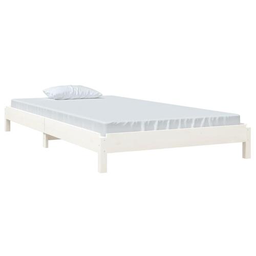 Stabelbar seng 100x200 cm massivt fyrretræ hvid