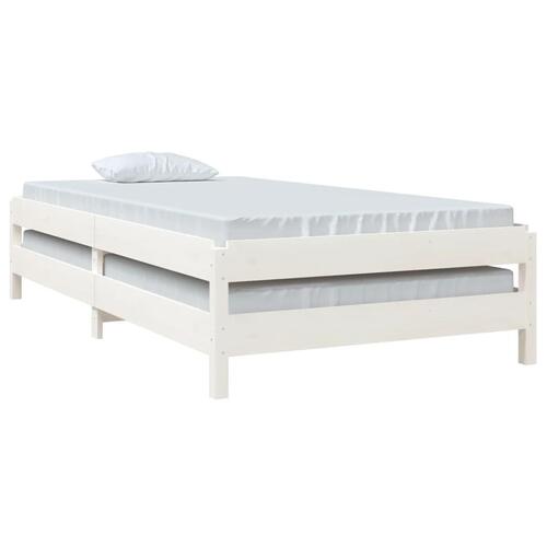 Stabelbar seng 100x200 cm massivt fyrretræ hvid