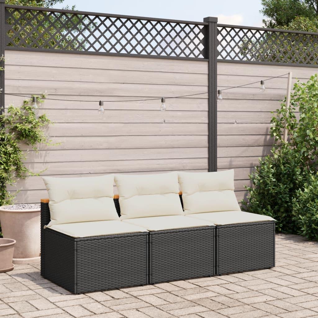 Sofamoduler til haven 2 stk. med hynder polyrattan sort