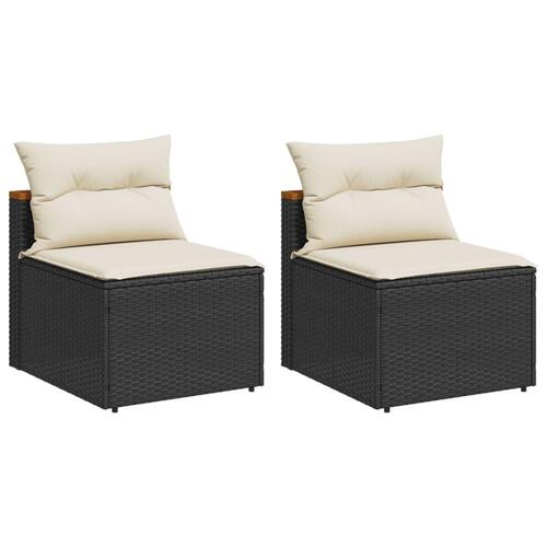 Sofamoduler til haven 2 stk. med hynder polyrattan sort
