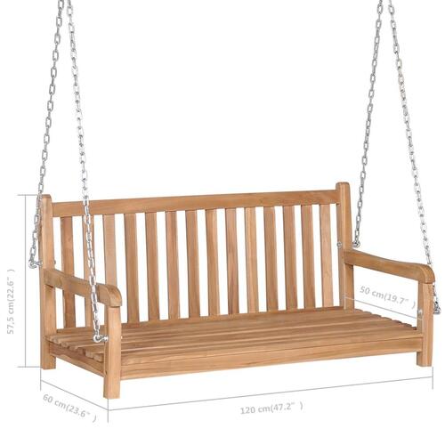Gyngebænk massivt teaktræ 120 x 60 x 57,5 cm brun