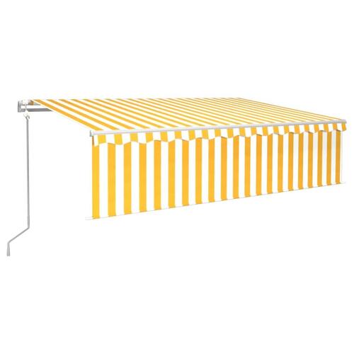 Markise m. rullegardin+LED+vindsensor 6x3 m auto gul/hvid