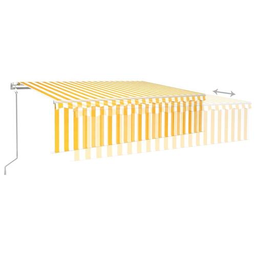 Markise m. rullegardin+LED+vindsensor 6x3 m auto gul/hvid