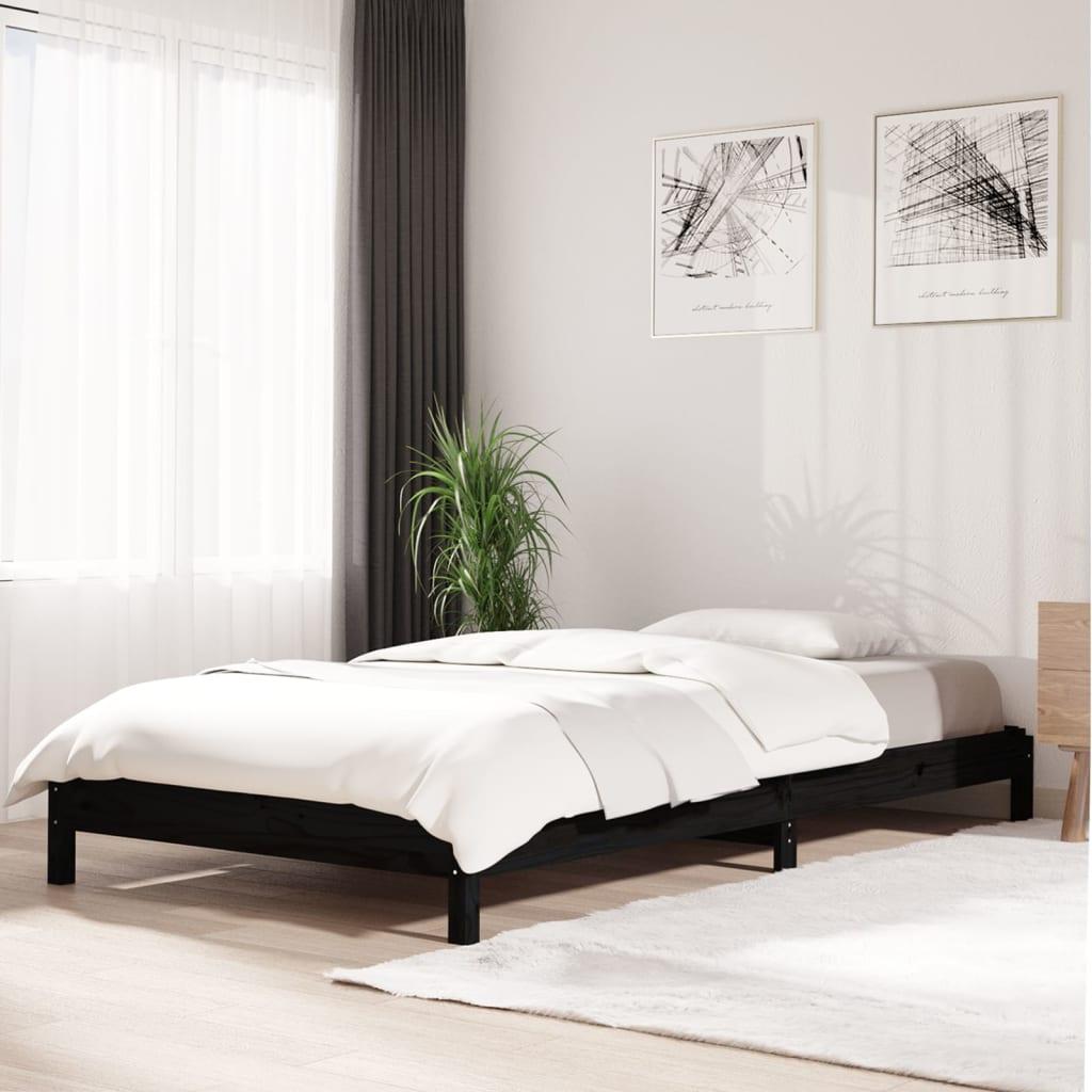 Stabelbar seng 100x200 cm massivt fyrretræ sort