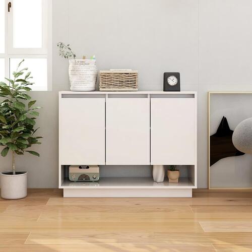 Skænk 97x31x75 cm konstrueret træ hvid