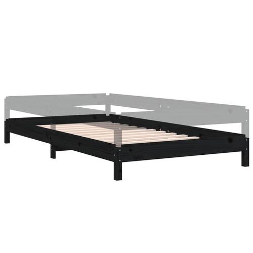 Stabelbar seng 100x200 cm massivt fyrretræ sort