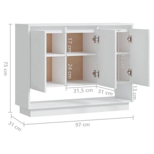 Skænk 97x31x75 cm konstrueret træ hvid