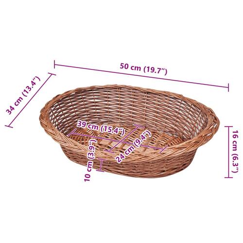 Hundekurv 50 cm pileflet naturfarvet
