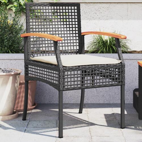 Havestole 2 stk. med hynder polyrattan og akacietræ sort