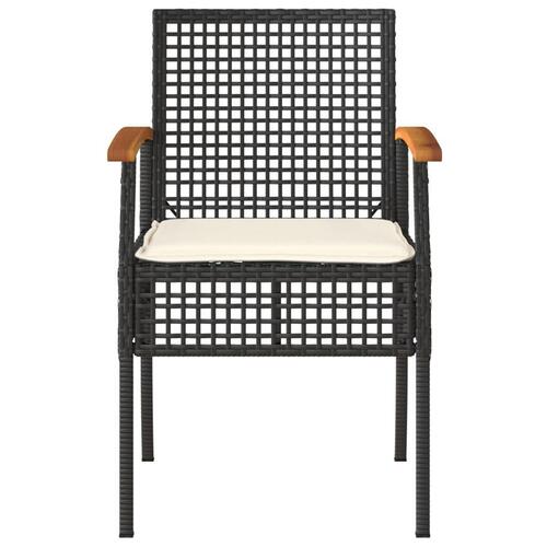 Havestole 2 stk. med hynder polyrattan og akacietræ sort