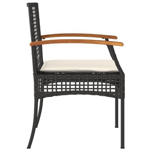 Havestole 2 stk. med hynder polyrattan og akacietræ sort