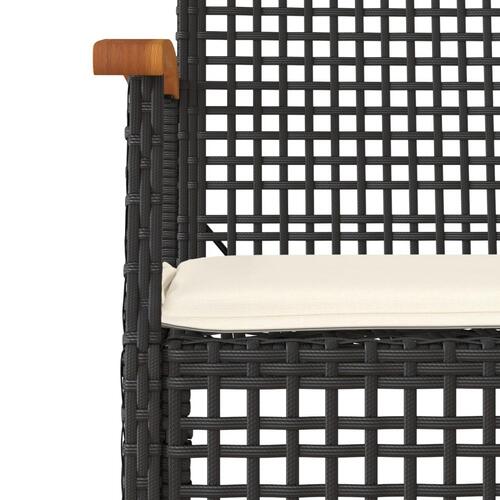 Havestole 2 stk. med hynder polyrattan og akacietræ sort