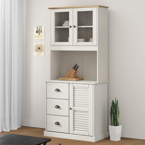 Skænk VIGO 78x40x175 cm massivt fyrretræ hvid