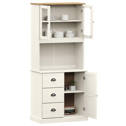 Skænk VIGO 78x40x175 cm massivt fyrretræ hvid