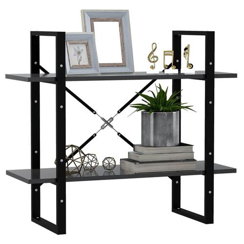 Bogreol med 2 hylder 80x30x70 cm konstrueret træ grå
