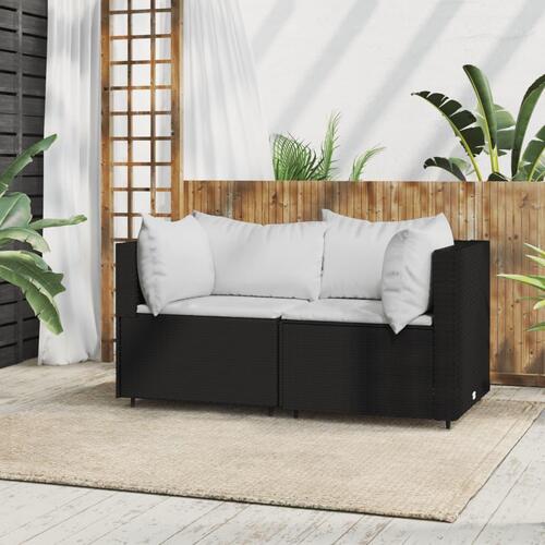 Hjørnemodul til havesofa med hynder polyrattan sort