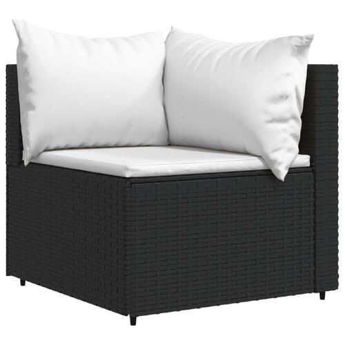 Hjørnemodul til havesofa med hynder polyrattan sort