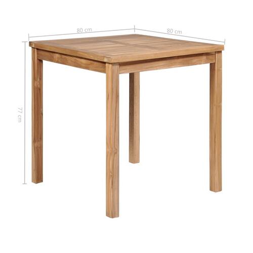 Havebord 80x80x77 cm massivt teaktræ