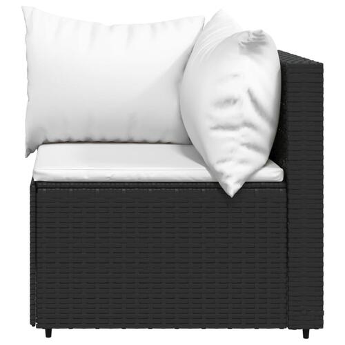 Hjørnemodul til havesofa med hynder polyrattan sort