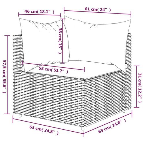 Hjørnemodul til havesofa med hynder polyrattan sort