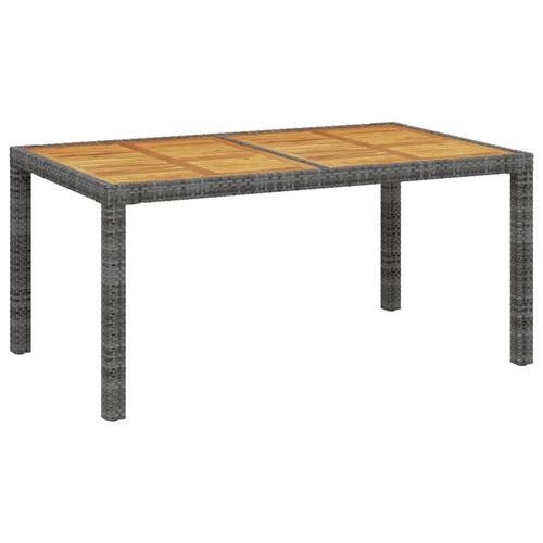 Udendørs spisebordssæt 5 dele med hynder polyrattan grå