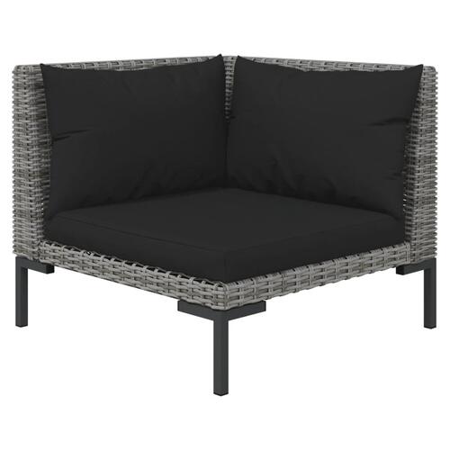 Loungesæt til haven 3 dele med hynder polyrattan mørkegrå