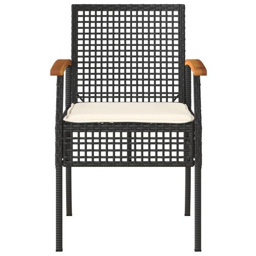 Havestole 4 stk. med hynder polyrattan og akacietræ sort