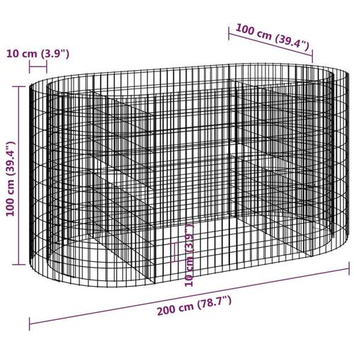 Gabion-højbed 200x100x100 cm galvaniseret jern