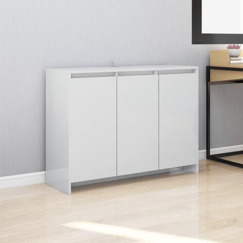 Skænk 102x33x75 cm konstrueret træ hvid højglans