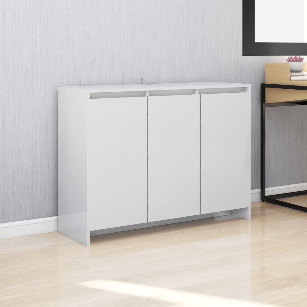 Skænk 102x33x75 cm konstrueret træ hvid højglans