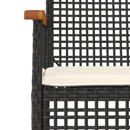 Havestole 4 stk. med hynder polyrattan og akacietræ sort