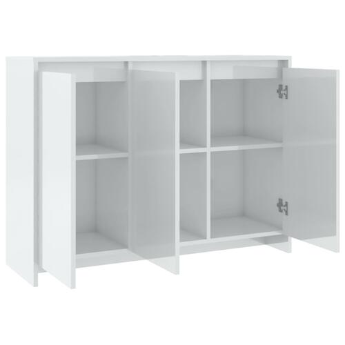 Skænk 102x33x75 cm konstrueret træ hvid højglans