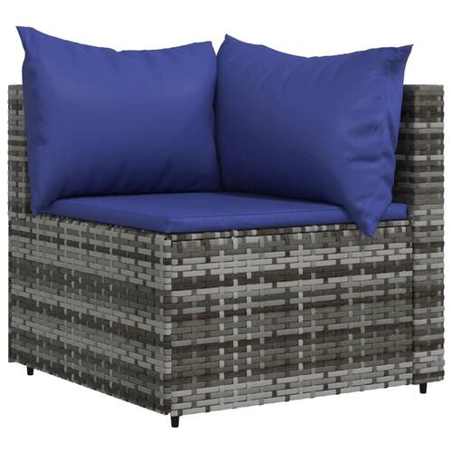 Hjørnemodul til havesofa med hynder polyrattan grå