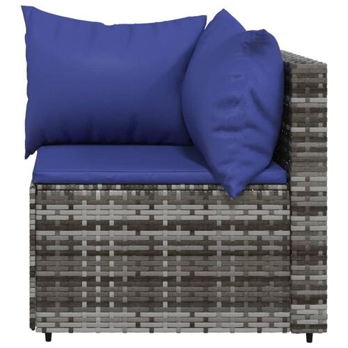 Hjørnemodul til havesofa med hynder polyrattan grå